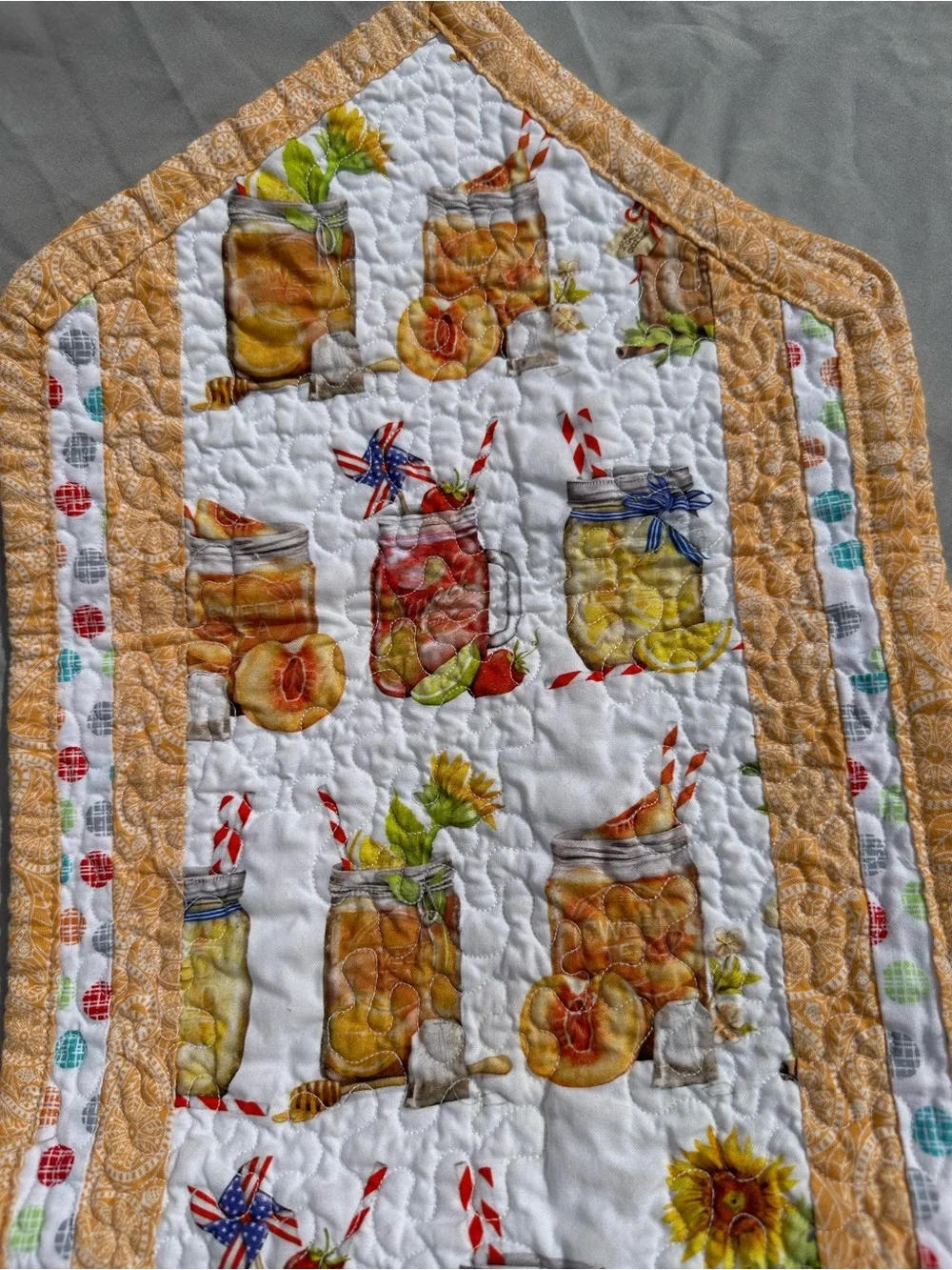 Handmade Yellow Floral Jar Table Runner